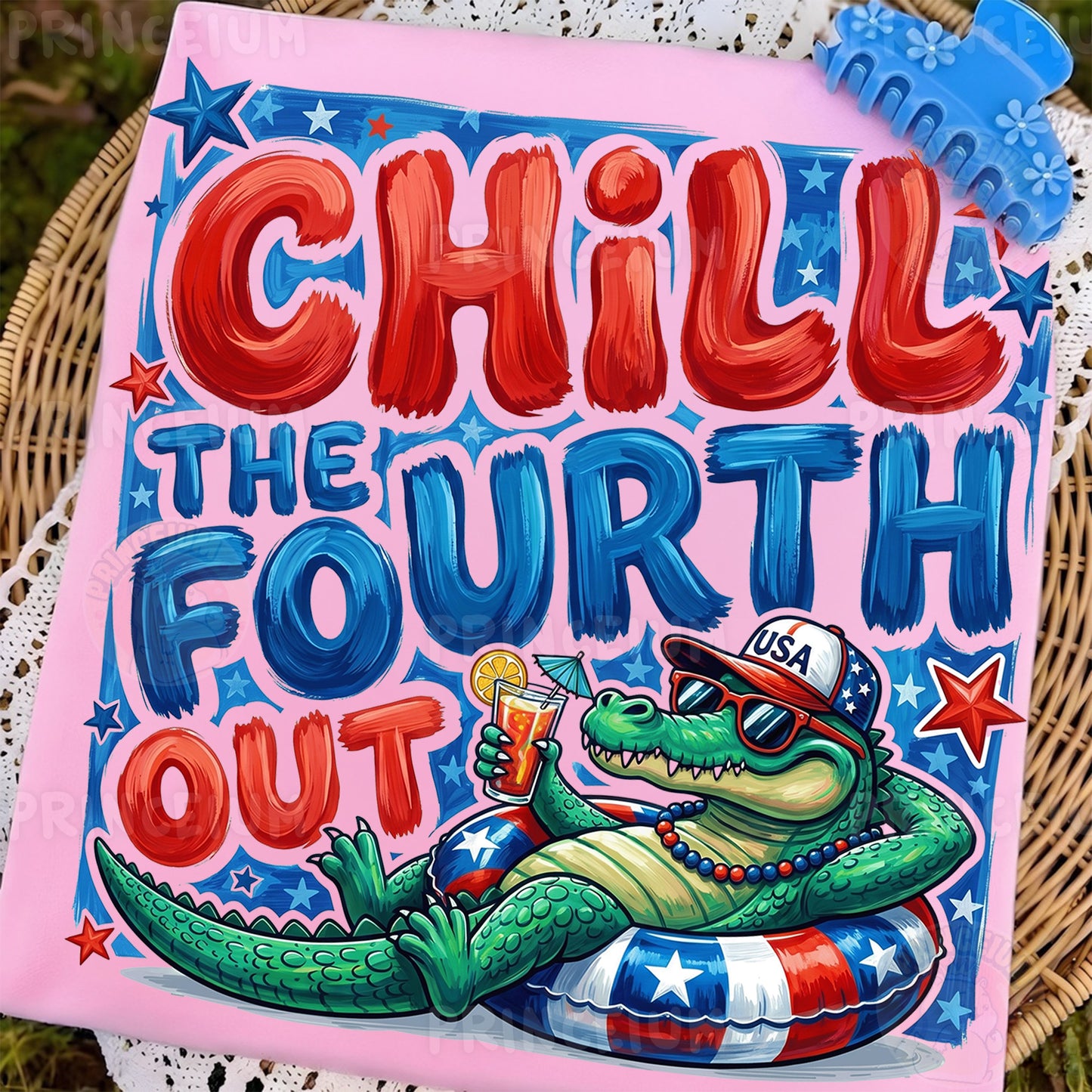 Chill The Fourth Out PNG, Funny 4th of July Alligator Shirt Design, Patriotic Summer Sublimation