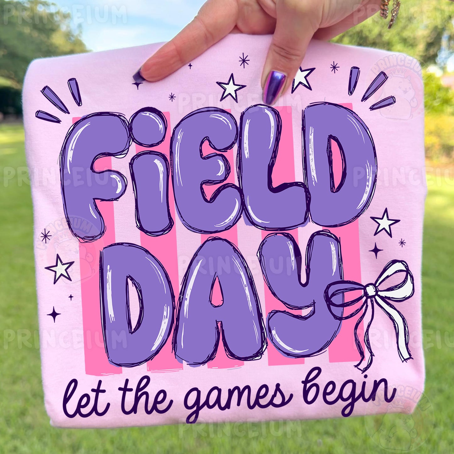 Field Day Let The Games Begin Sublimation Design PNG | Purple Bow School Field Day Digital Download