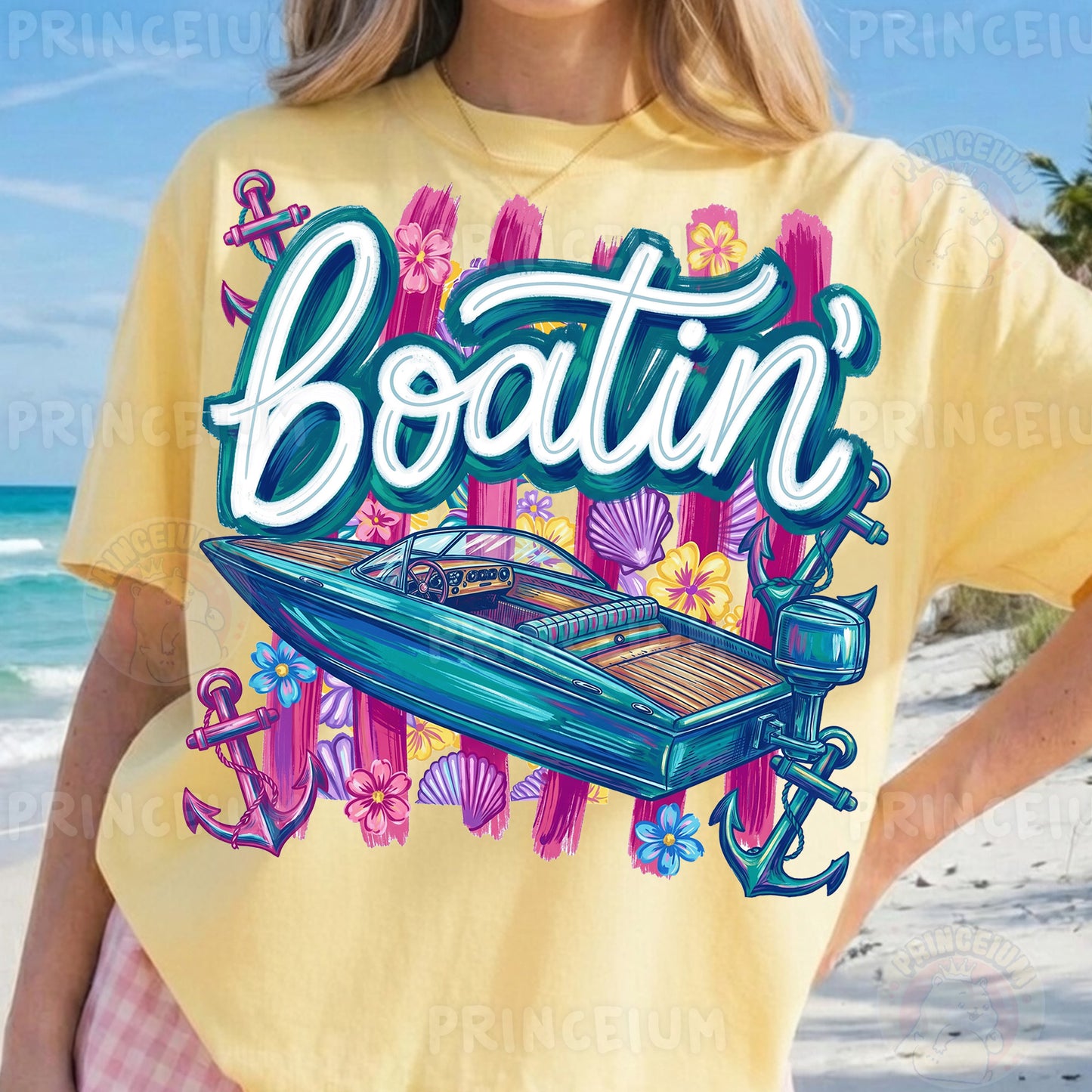 Boatin’ Sublimation Design PNG | Nautical Boat Summer Digital Download