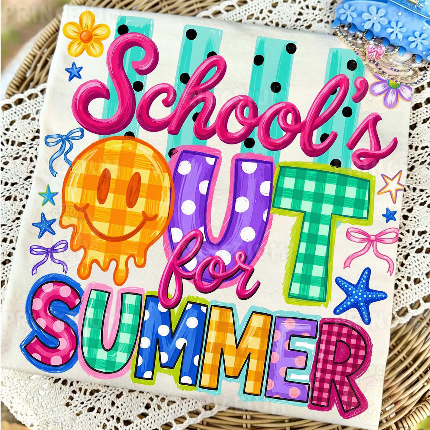 School's Out For Summer Sublimation Design PNG | Smiley Face Summer Digital Download