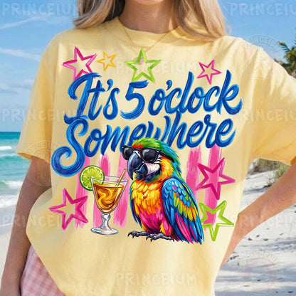 It's 5 O'Clock Somewhere PNG - Funny Parrot Sublimation Design for Shirts