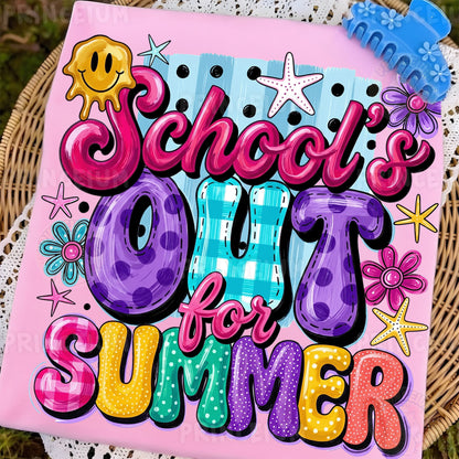School’s Out For Summer PNG, Summer Vacation Shirt Design, Retro Teacher Sublimation
