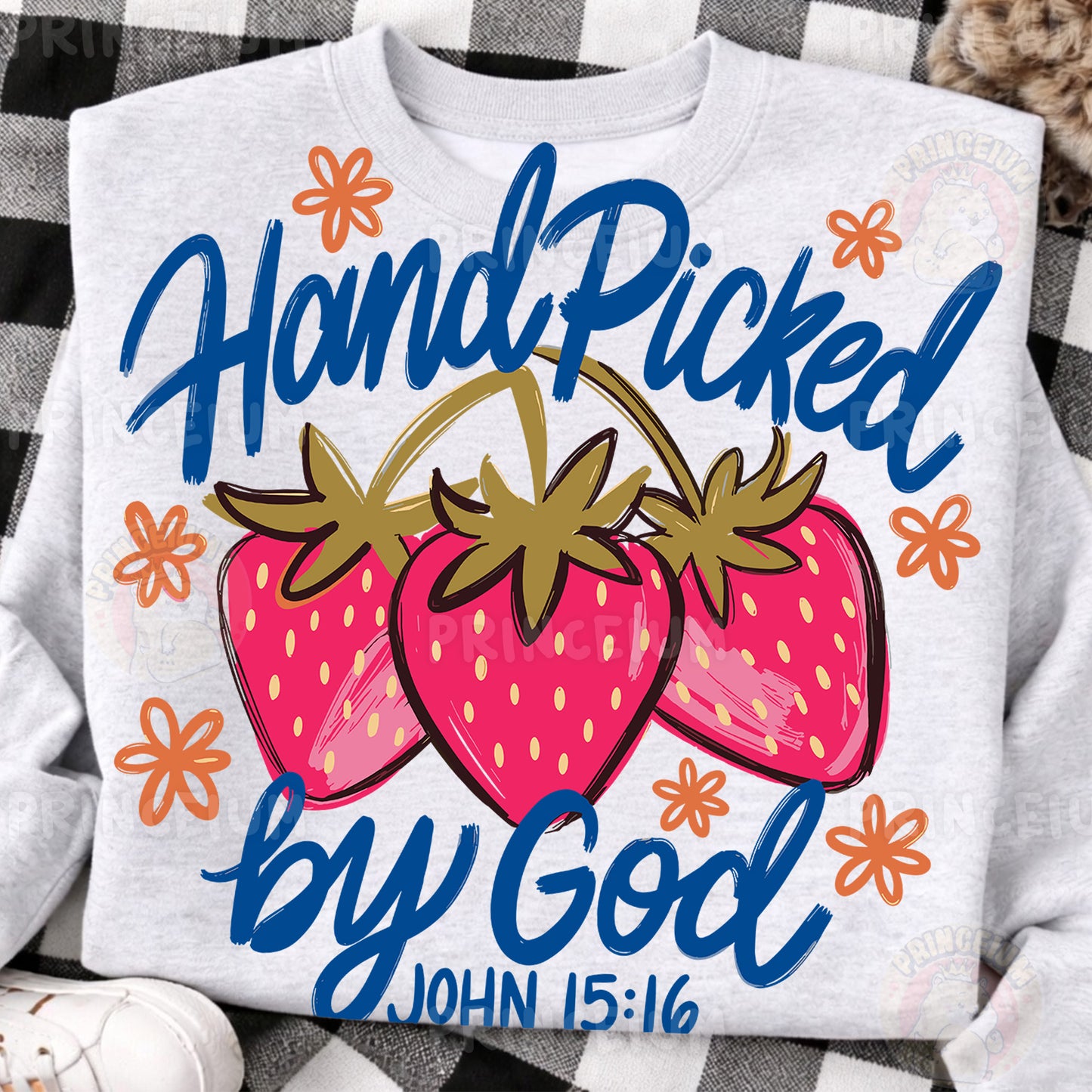 Hand Picked By God Sublimation Design PNG Strawberry Christian John 15:16 Digital Download