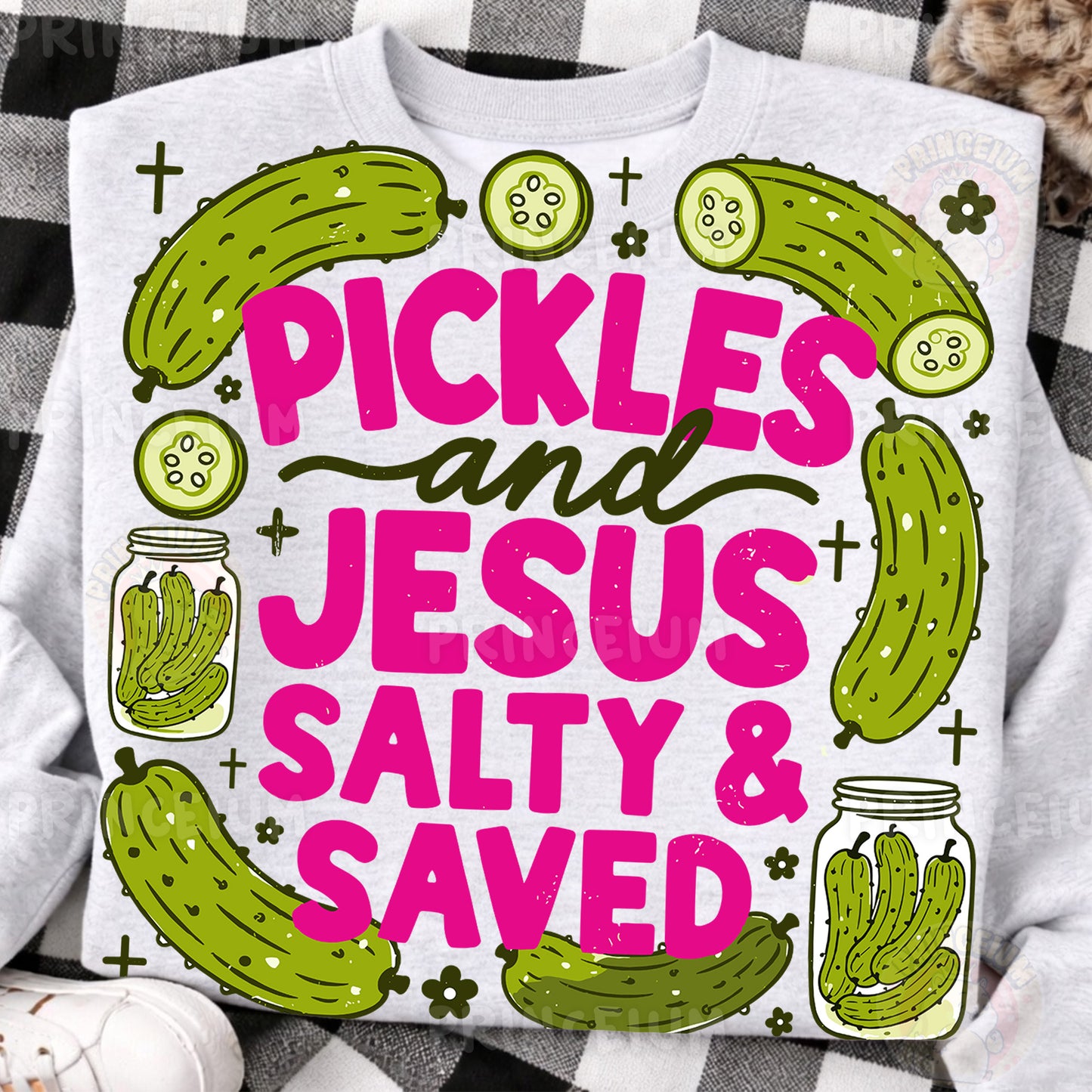 Pickles and Jesus Salty & Saved Sublimation Design PNG Funny Christian Digital Download