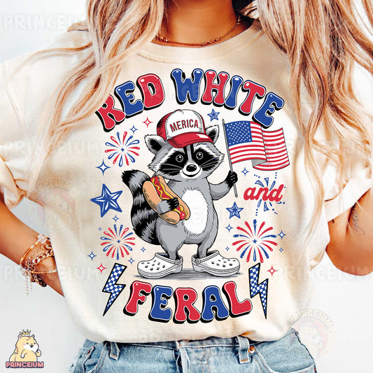 a woman wearing a red white and blue shirt