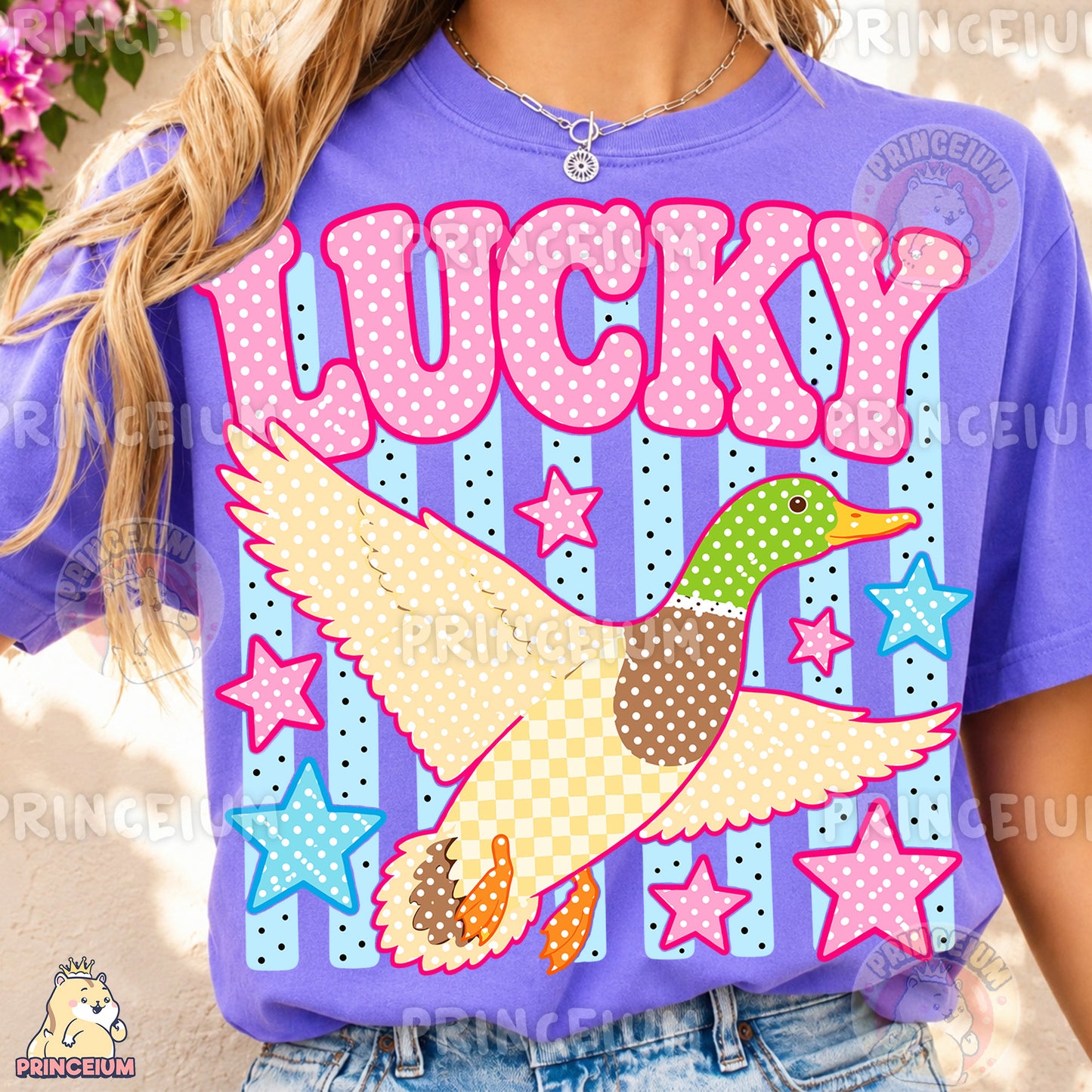 Lucky Duck Sublimation Design PNG Mallard Duck Digital Download NEW26