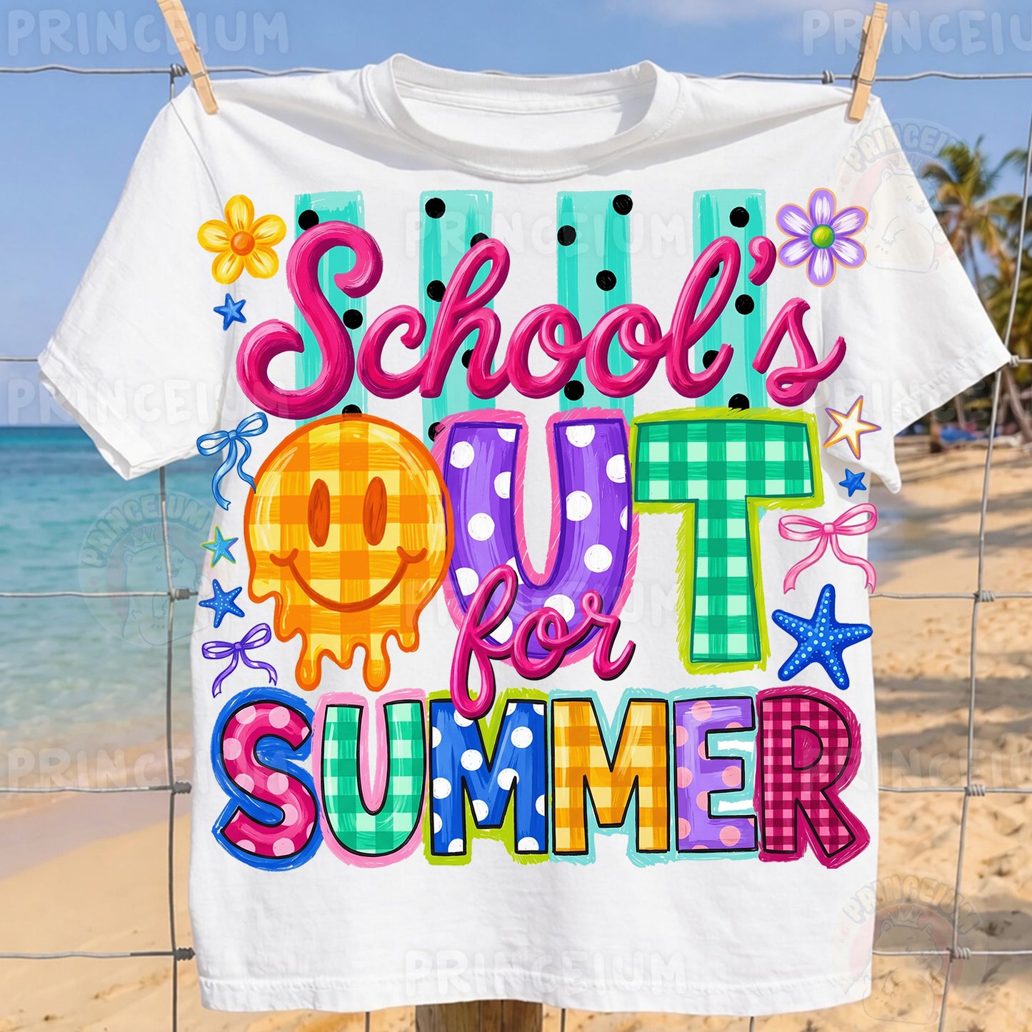 School's Out For Summer Sublimation Design PNG | Smiley Face Summer Digital Download