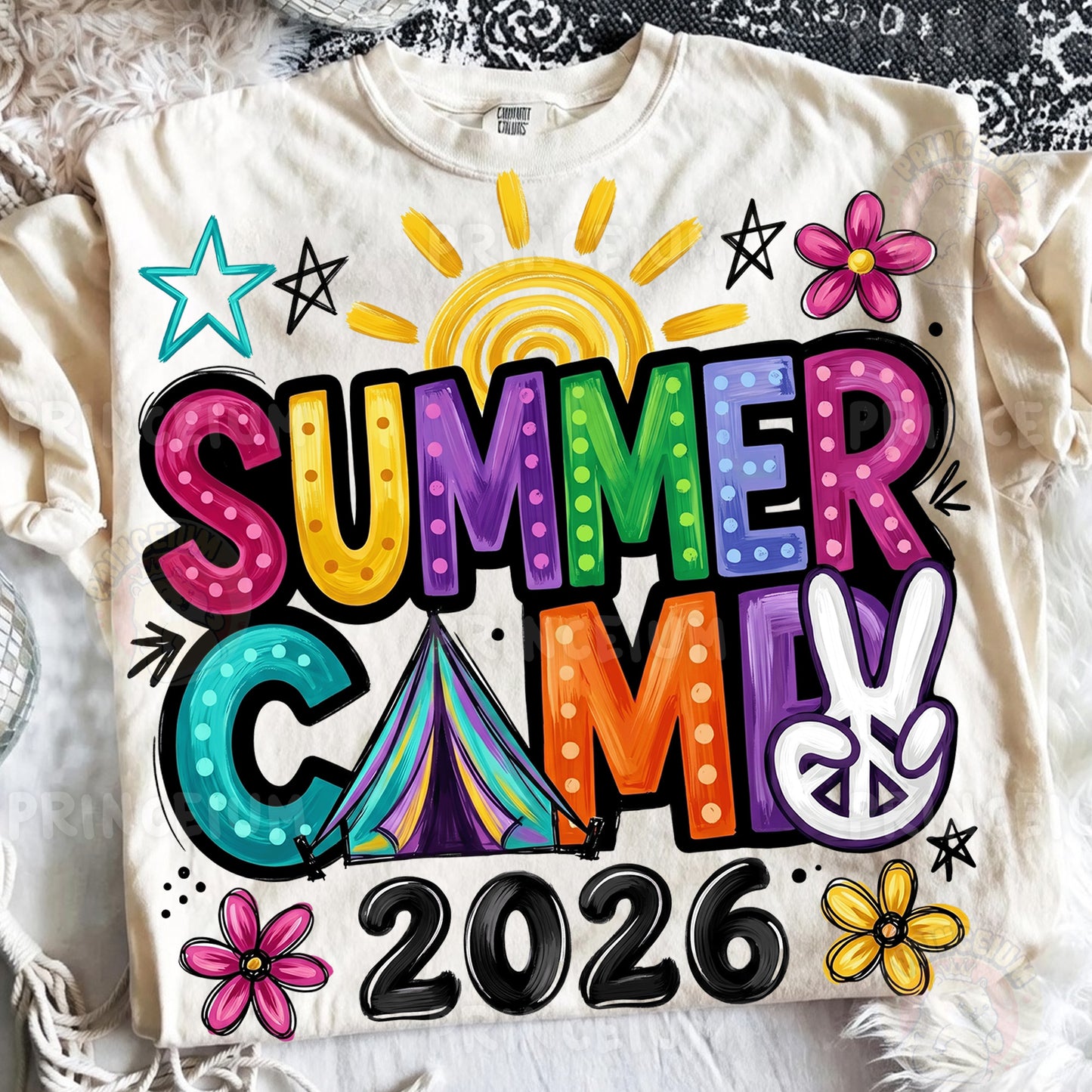 Summer Camp 2026 Sublimation Design PNG  Colorful Retro Summer Camp Digital Download