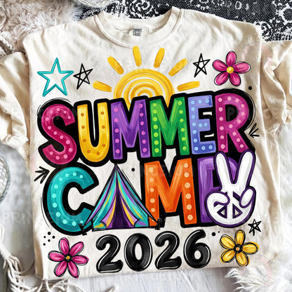 Summer Camp 2026 Sublimation Design PNG  Colorful Retro Summer Camp Digital Download