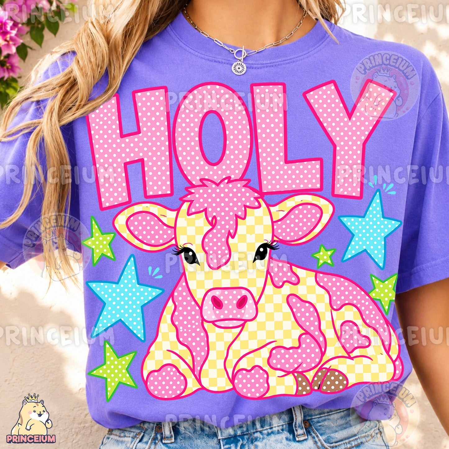 Holy Cow Sublimation Design PNG Pink Cow Digital Download NEW26