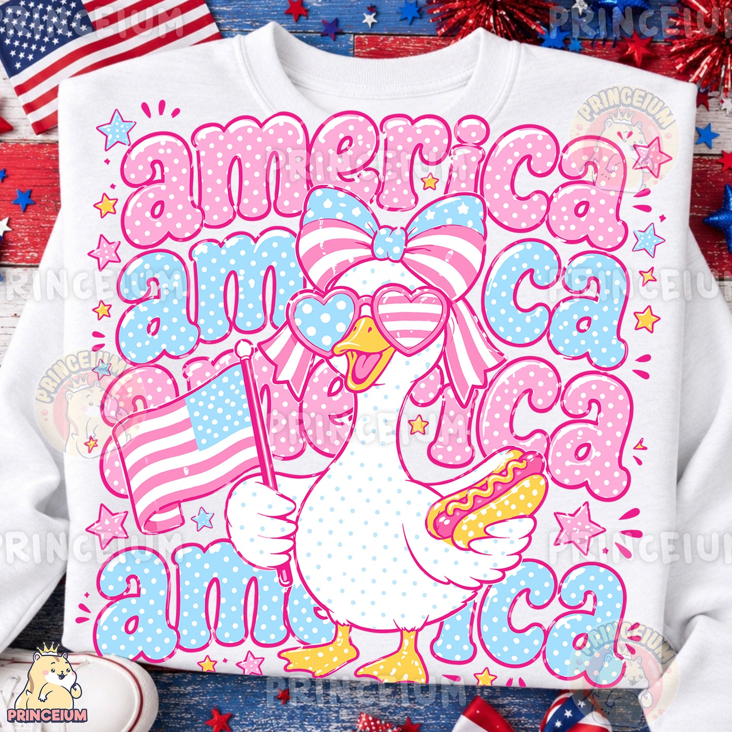 America Goose Hotdog Sublimation Design PNG Patriotic 4th of July Digital Download NEW26