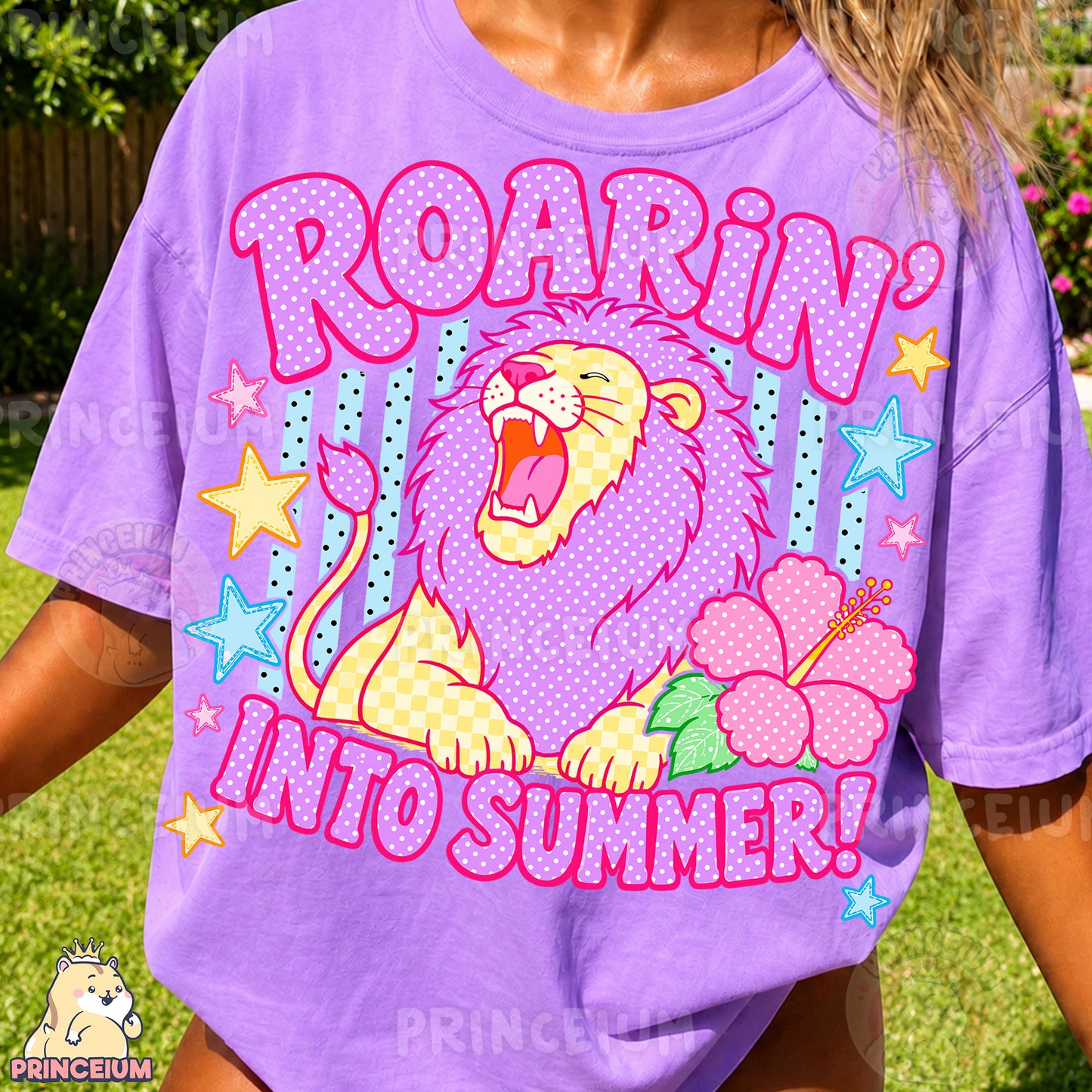 Roarin' Into Summer Sublimation Design PNG | Cute Lion Summer Digital Download