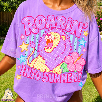 Roarin' Into Summer Sublimation Design PNG | Cute Lion Summer Digital Download