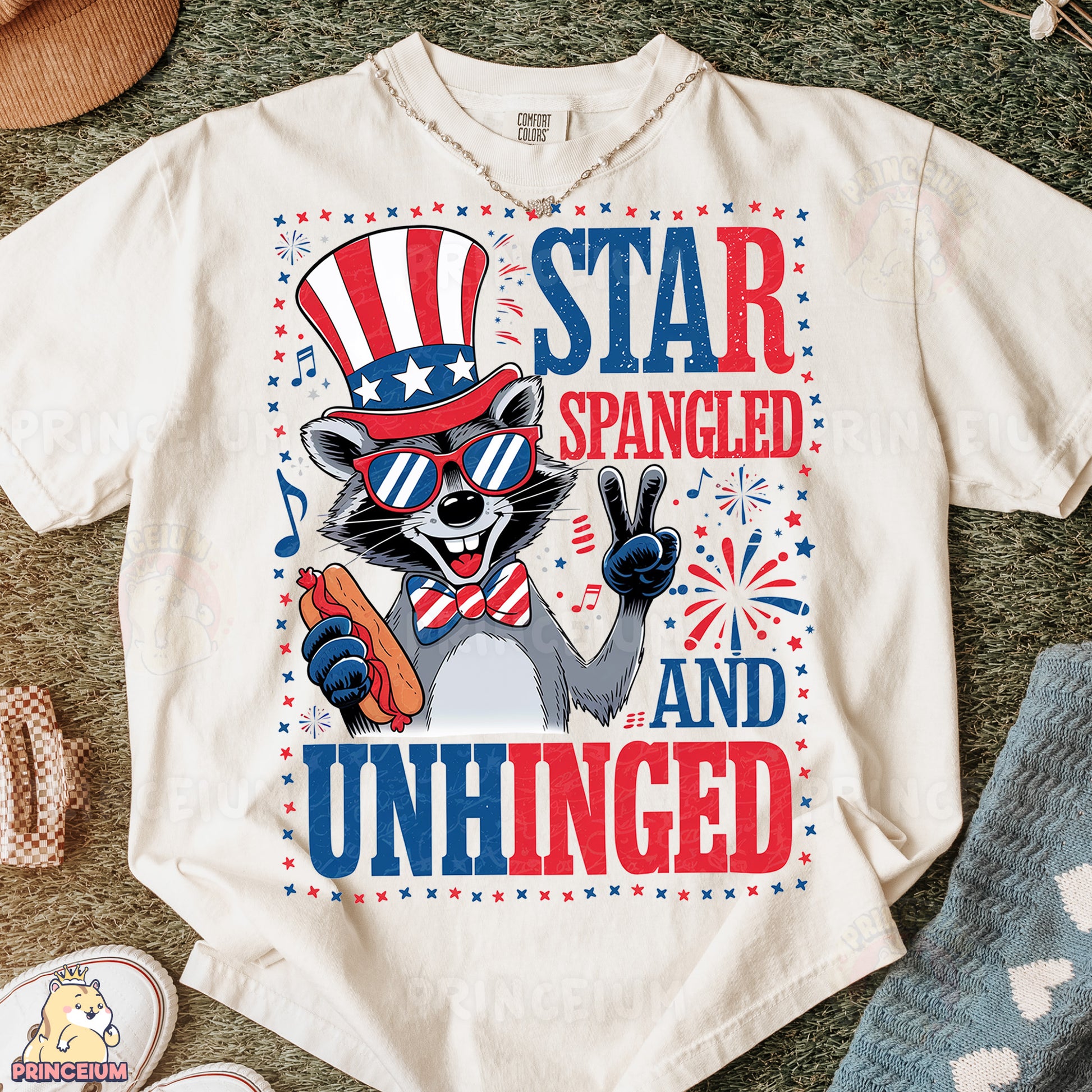 a t - shirt that says star spangled and unhinged