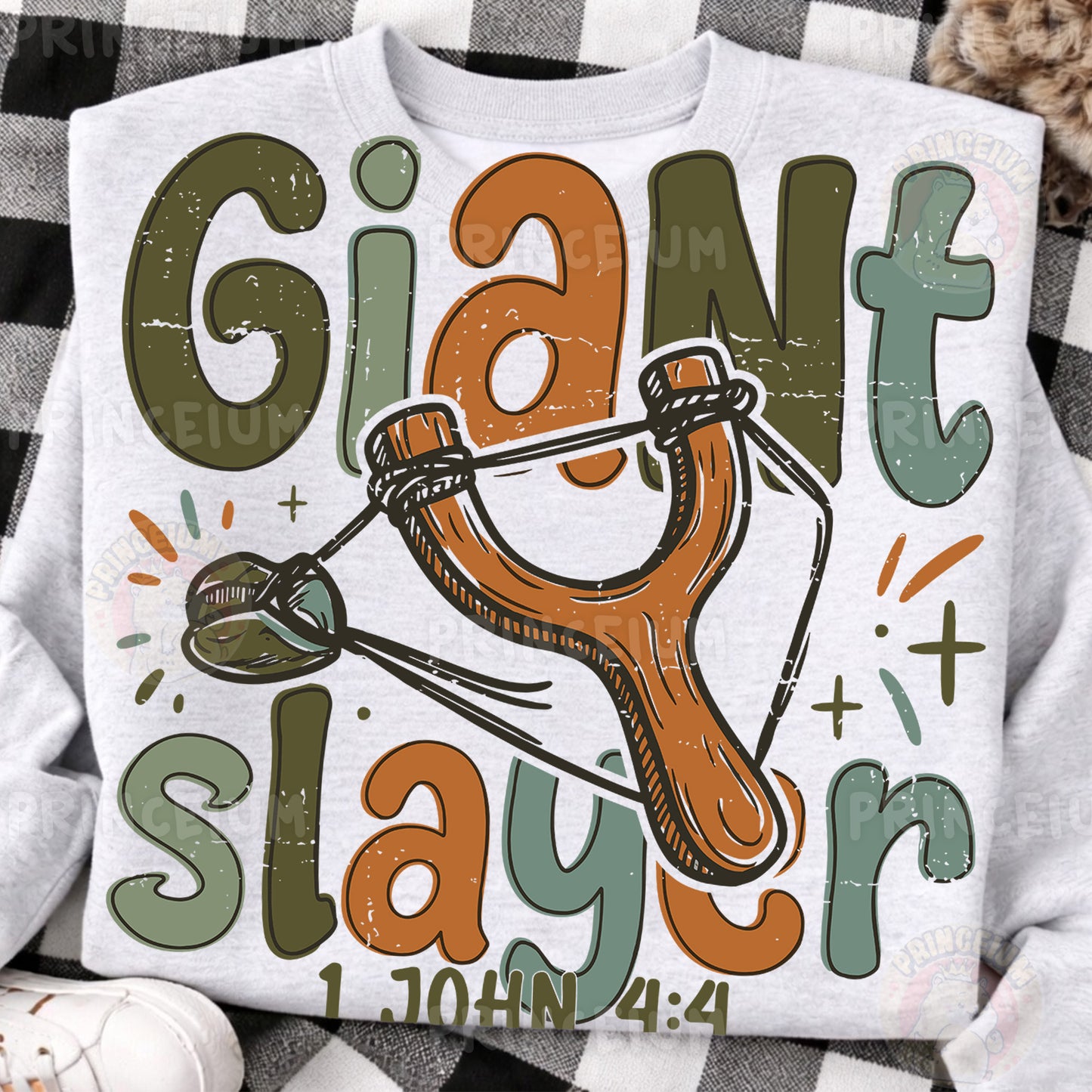 Giant Slayer Sublimation Design PNG | Christian Slingshot 1 John 4:4 Digital Download