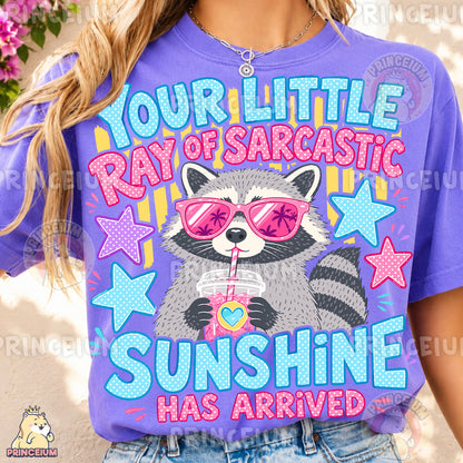 Your Little Ray of Sarcastic Sunshine Sublimation Design PNG Raccoon Digital Download NEW26