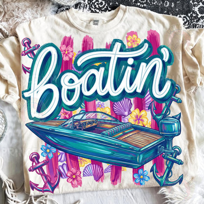 Boatin’ Sublimation Design PNG | Nautical Boat Summer Digital Download