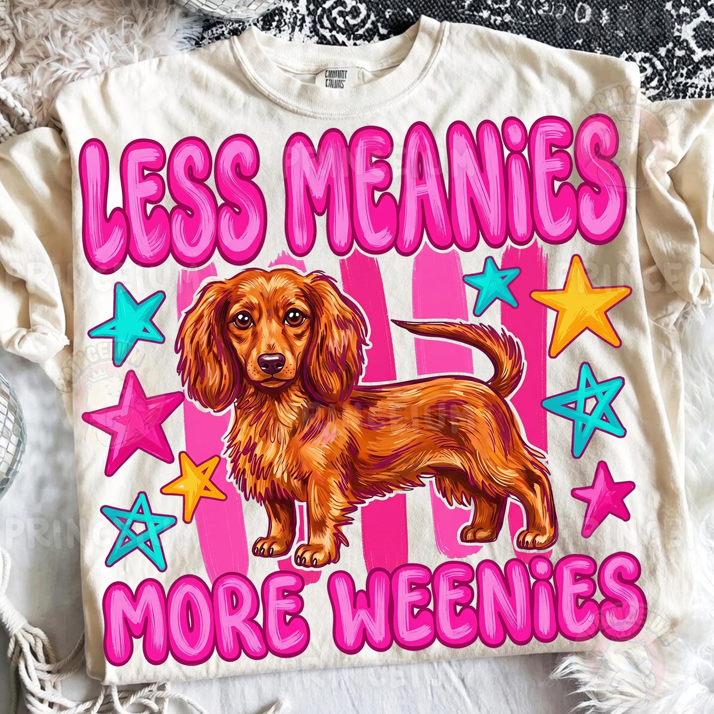 Less Meanies More Weenies Sublimation Design PNG  Dachshund Dog Digital Download