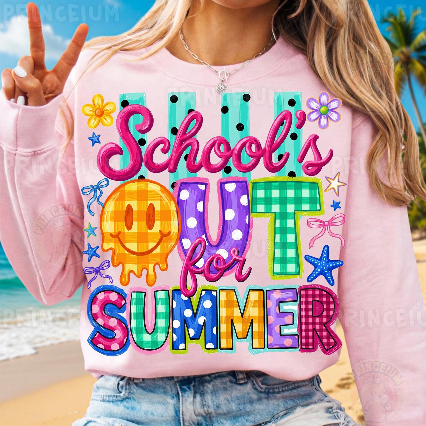 School's Out For Summer Sublimation Design PNG | Smiley Face Summer Digital Download