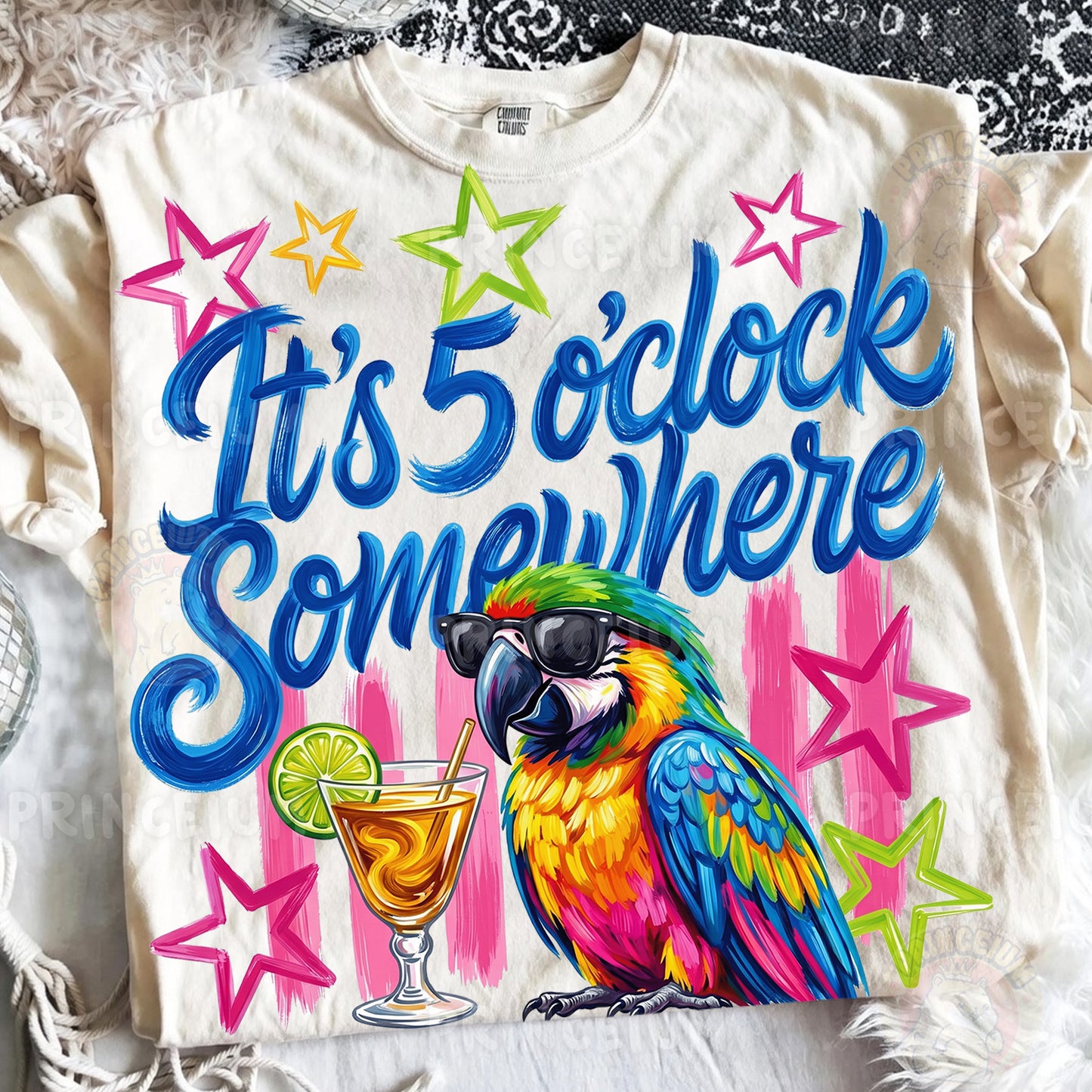 It's 5 O'Clock Somewhere PNG - Funny Parrot Sublimation Design for Shirts