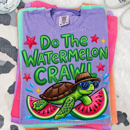 Do The Watermelon Crawl Sublimation Design PNG Turtle Watermelon Summer Digital Download