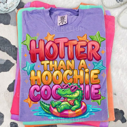 Hotter Than A Hoochie Coochie Sublimation Design PNG | Funny Alligator Pool Float Digital Download