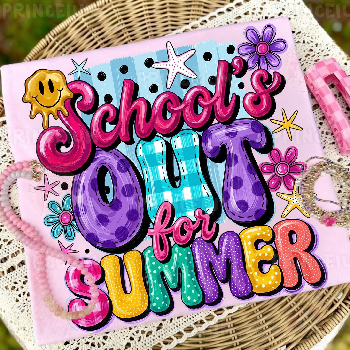 School’s Out For Summer PNG, Summer Vacation Shirt Design, Retro Teacher Sublimation