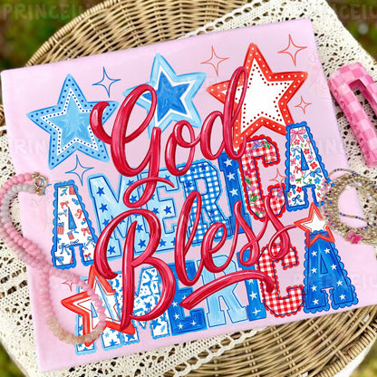 God Bless America PNG, Patriotic Fourth of July Shirt Design, Retro USA Sublimation Graphic