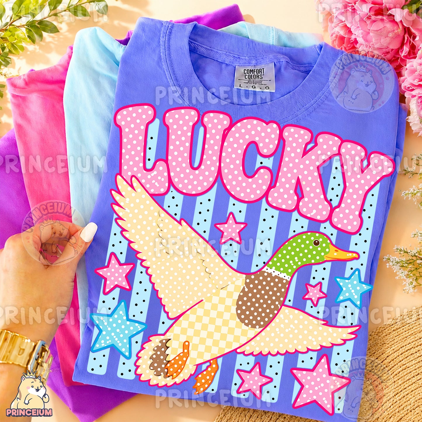 Lucky Duck Sublimation Design PNG Mallard Duck Digital Download NEW26
