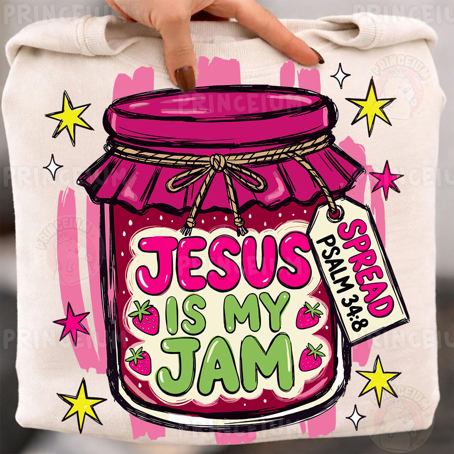 Jesus Is My Jam Sublimation Design PNG Christian Strawberry Jam Jar Digital Download