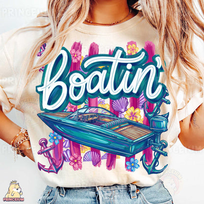Boatin’ Sublimation Design PNG | Nautical Boat Summer Digital Download