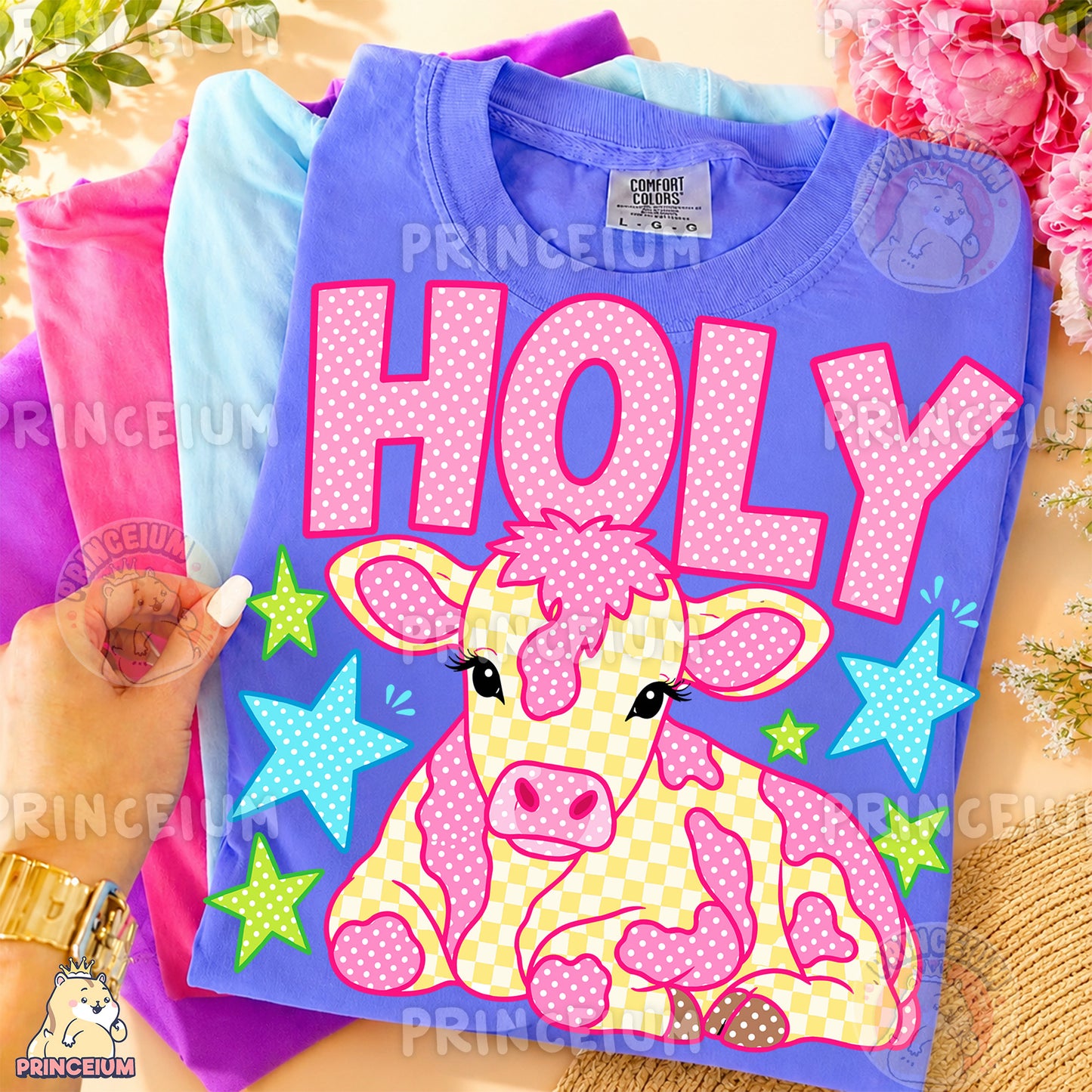Holy Cow Sublimation Design PNG Pink Cow Digital Download NEW26