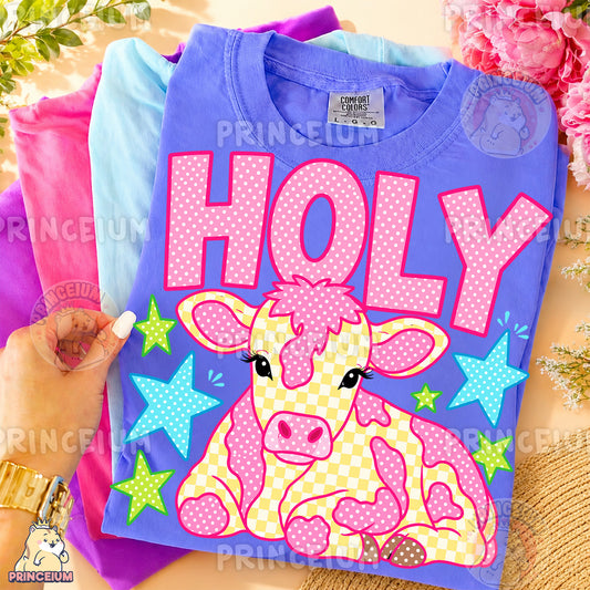 Holy Cow Sublimation Design PNG Pink Cow Digital Download NEW26