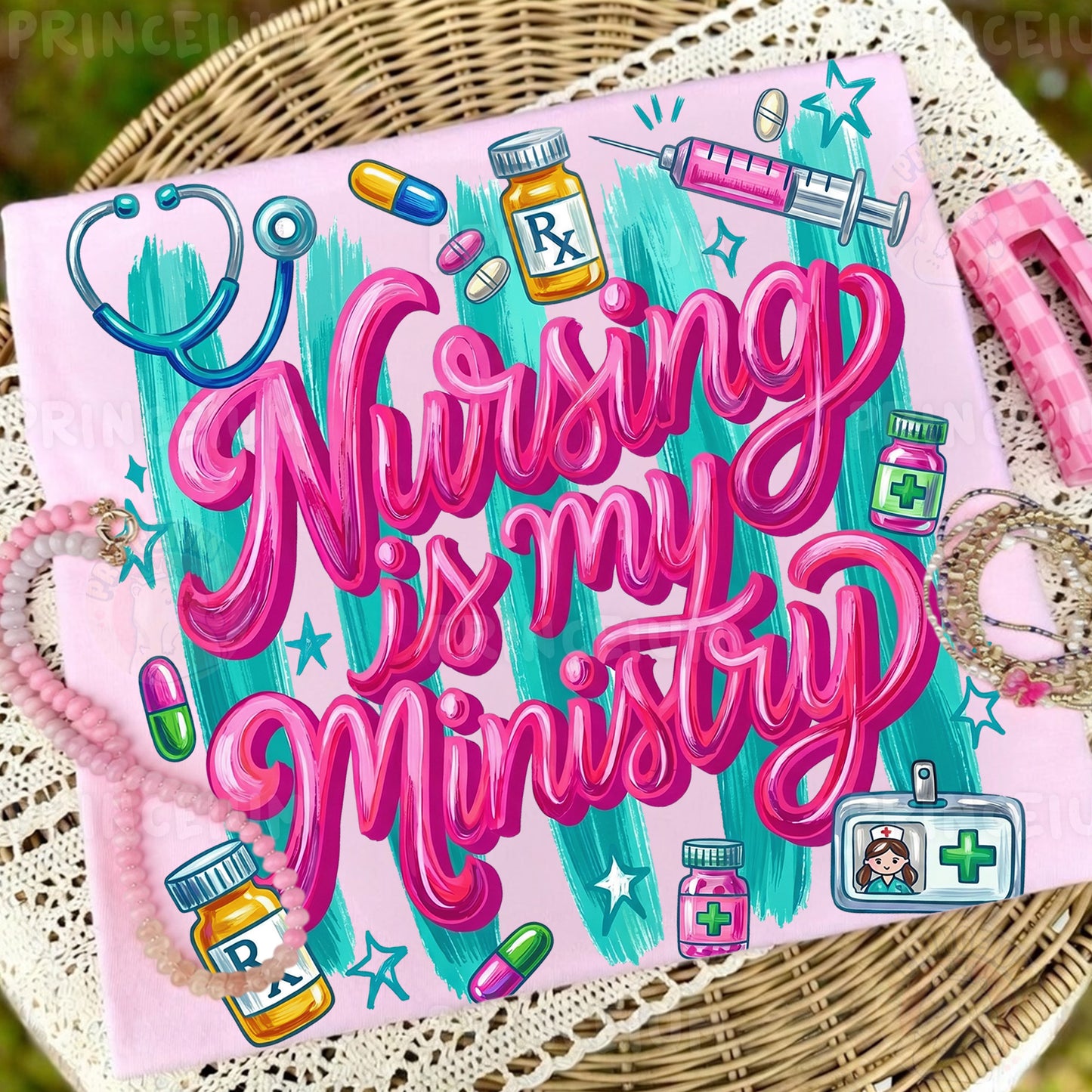 Nursing Is My Ministry PNG, Cute Nurse Shirt Design, Medical Worker Graphic, Nurse Sublimation