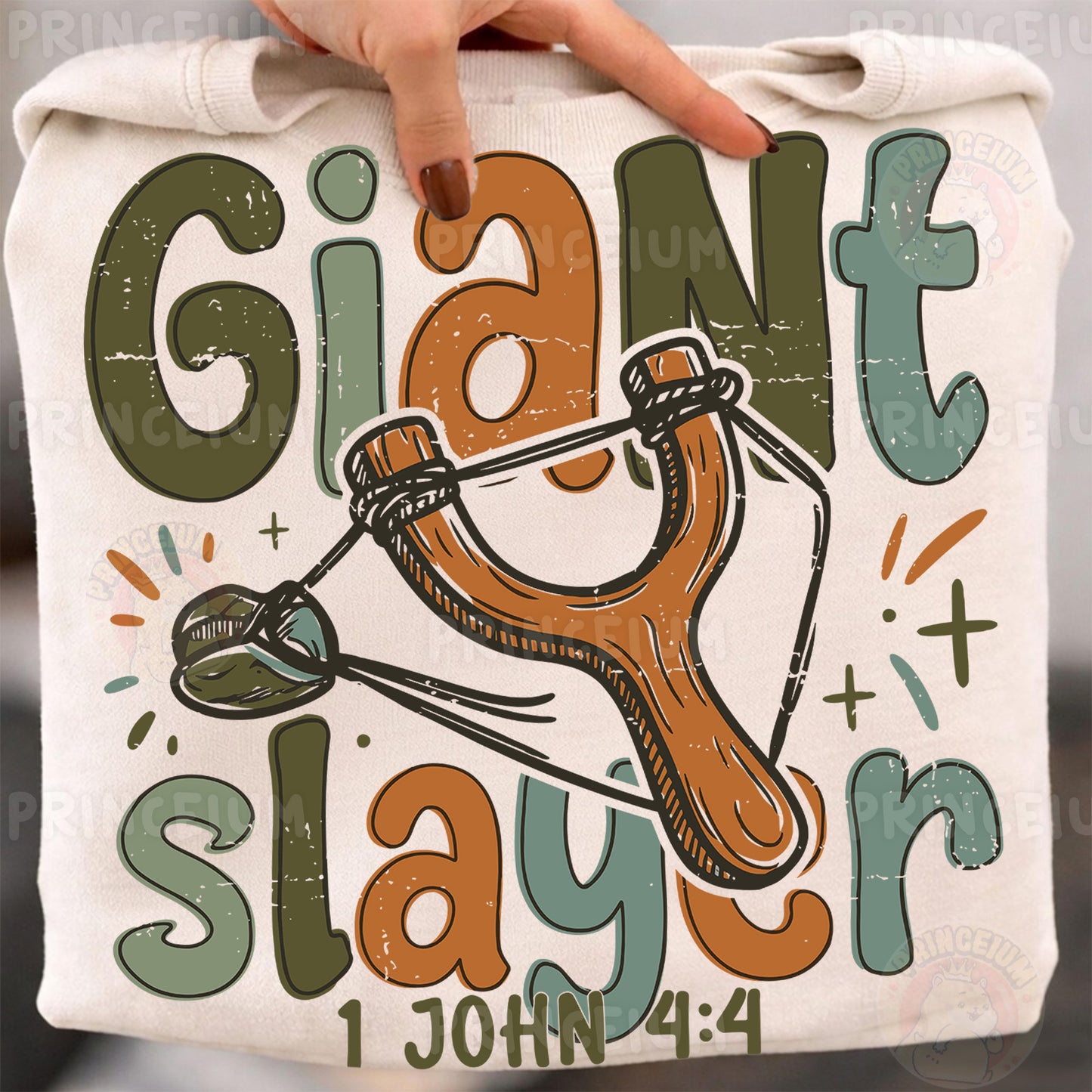 Giant Slayer Sublimation Design PNG | Christian Slingshot 1 John 4:4 Digital Download