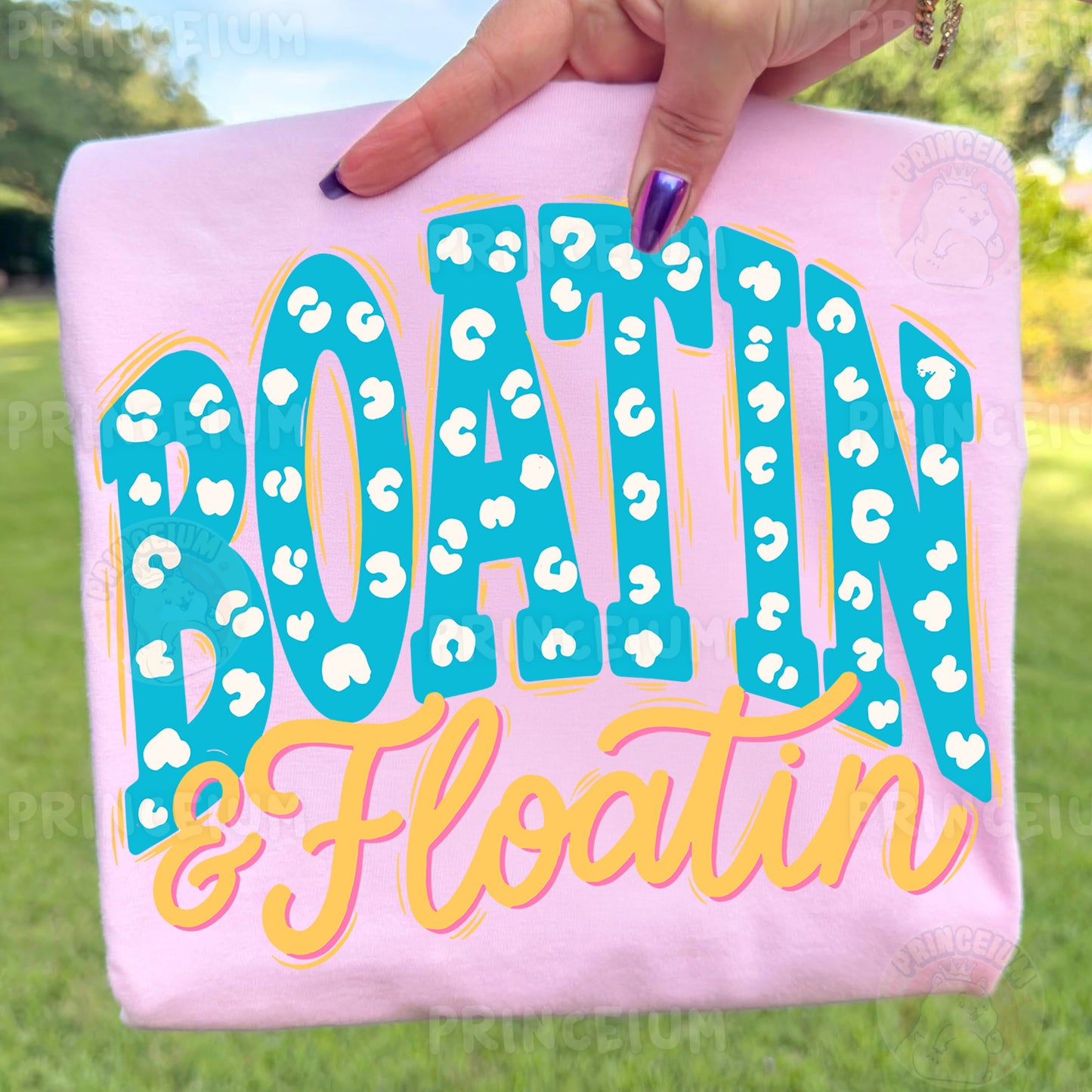 Boatin & Floatin Sublimation Design PNG | Leopard Print Lake Life Digital Download