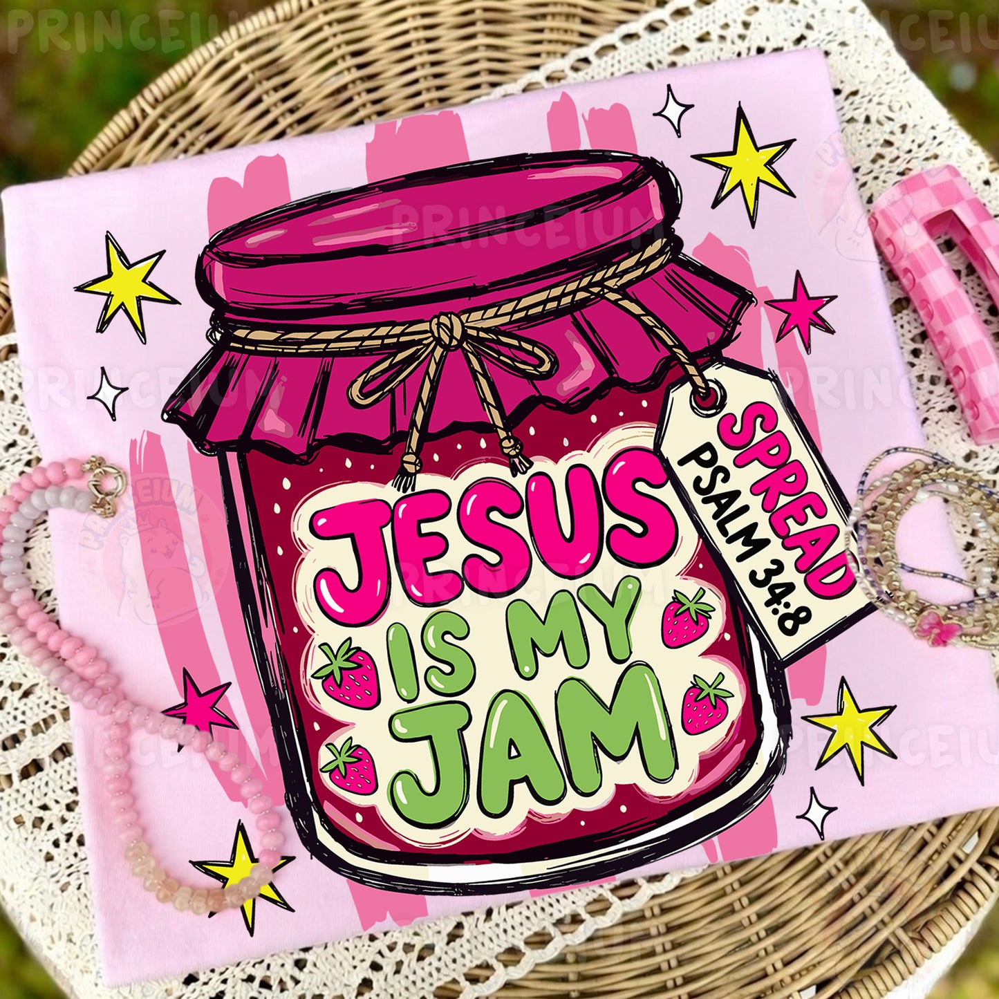 Jesus Is My Jam Sublimation Design PNG Christian Strawberry Jam Jar Digital Download