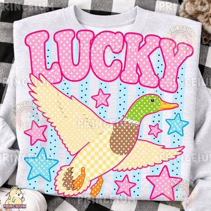 Lucky Duck Sublimation Design PNG Mallard Duck Digital Download NEW26
