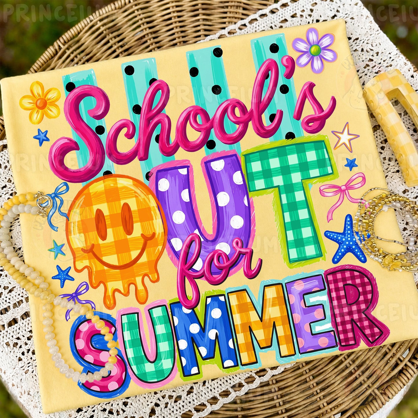 School's Out For Summer Sublimation Design PNG | Smiley Face Summer Digital Download