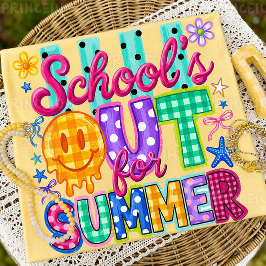 School's Out For Summer Sublimation Design PNG | Smiley Face Summer Digital Download
