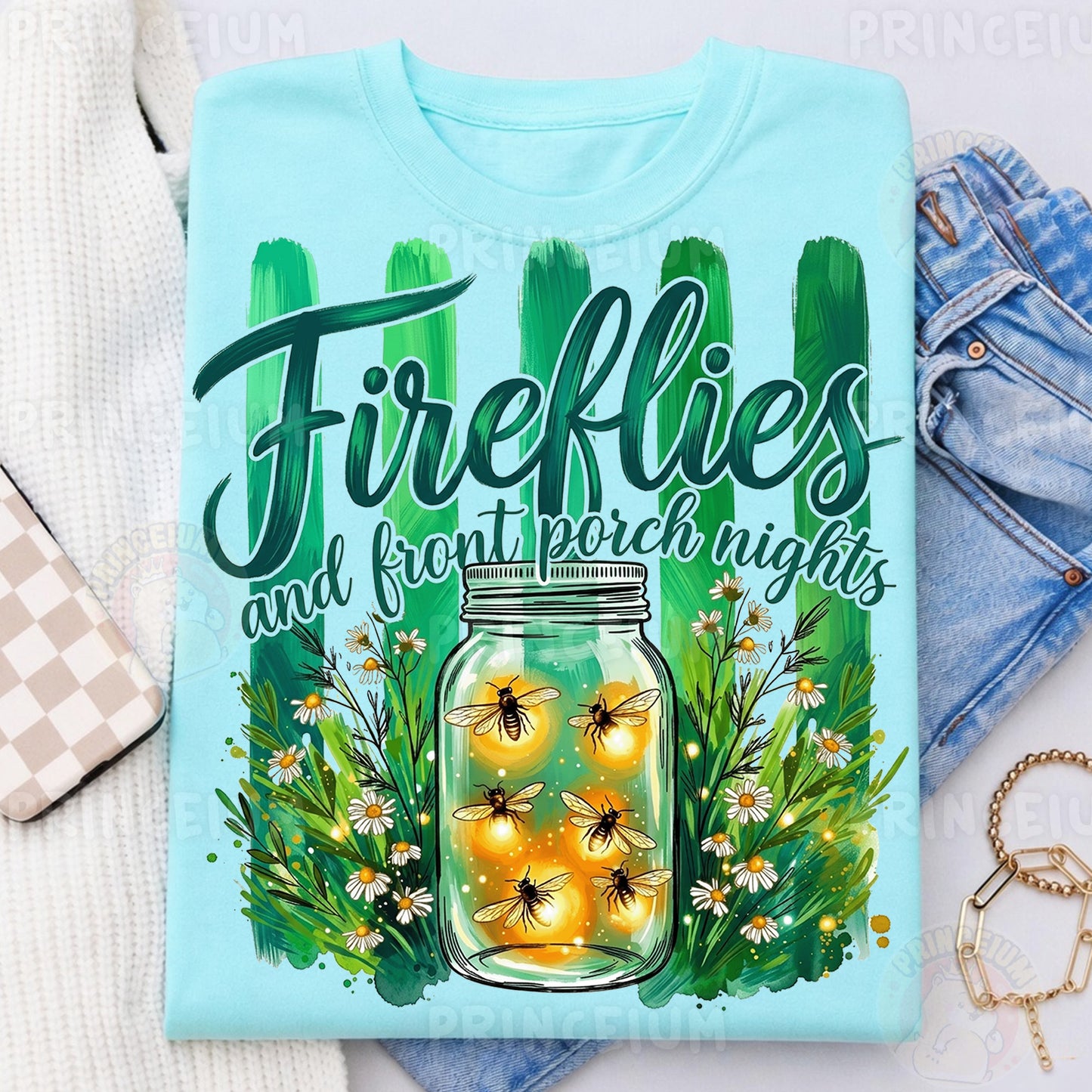 Fireflies and Front Porch Nights PNG, Country Summer Shirt Design, Rustic Mason Jar Sublimation
