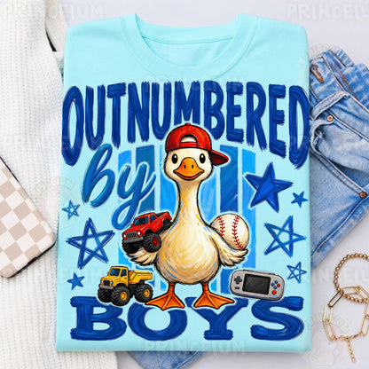 Outnumbered By Boys Sublimation Design PNG | Duck Boy Mom Digital Download
