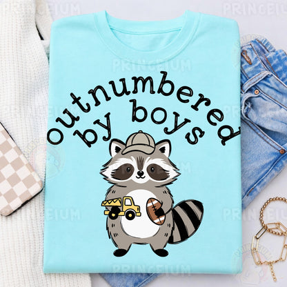 Outnumbered By Boys Sublimation Design PNG | Cute Raccoon Boy Mom Digital Download
