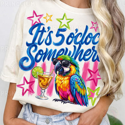 It's 5 O'Clock Somewhere PNG - Funny Parrot Sublimation Design for Shirts