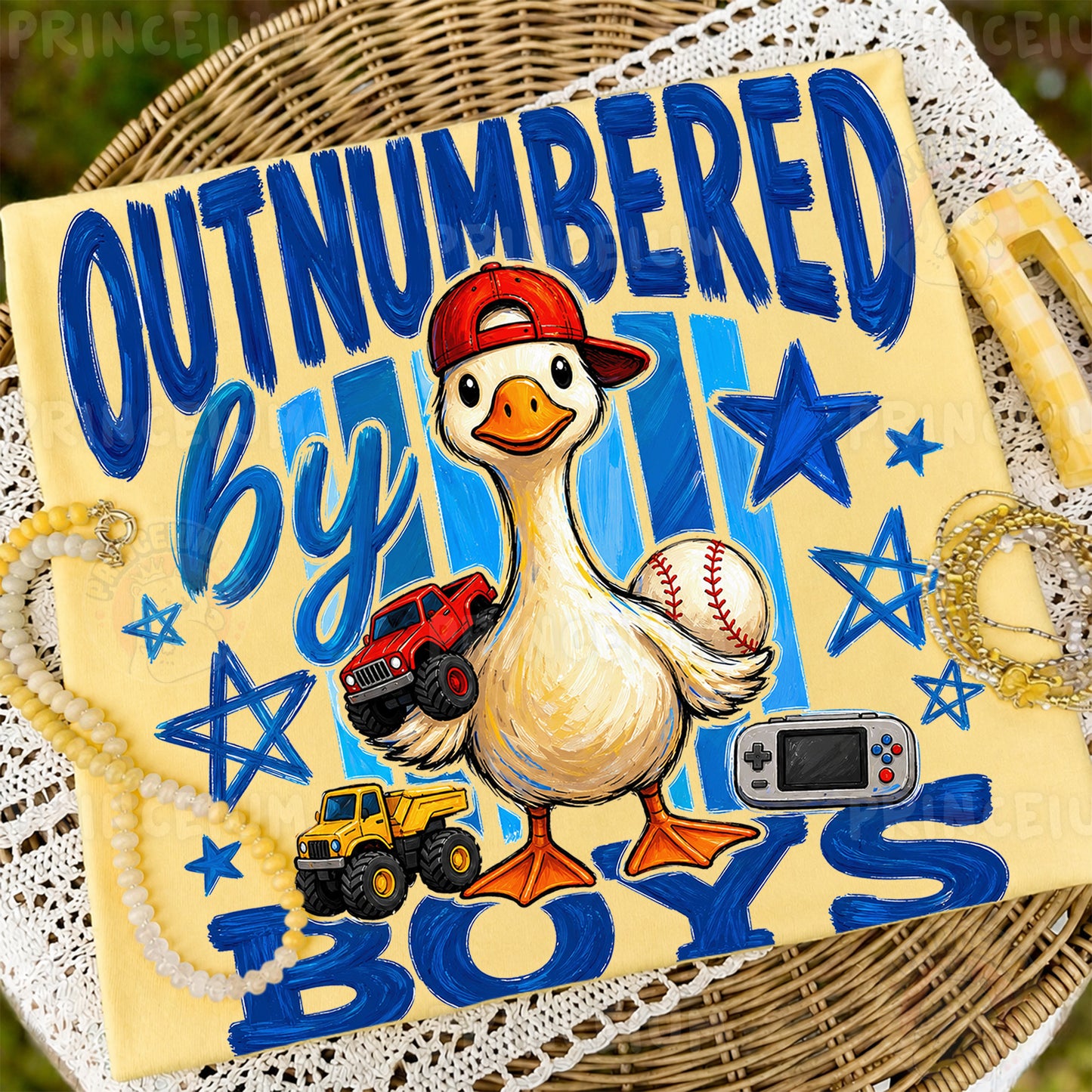Outnumbered By Boys Sublimation Design PNG | Duck Boy Mom Digital Download