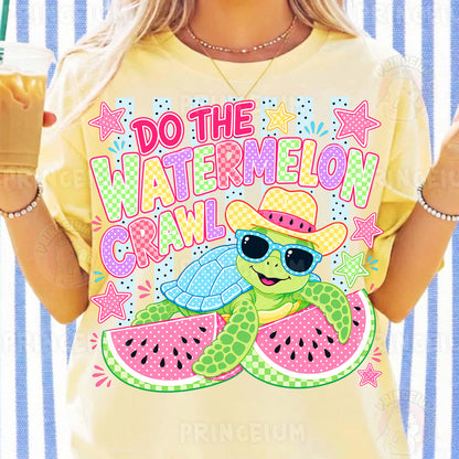 Do The Watermelon Crawl Sublimation Design PNG | Cute Turtle Watermelon Summer Digital Download