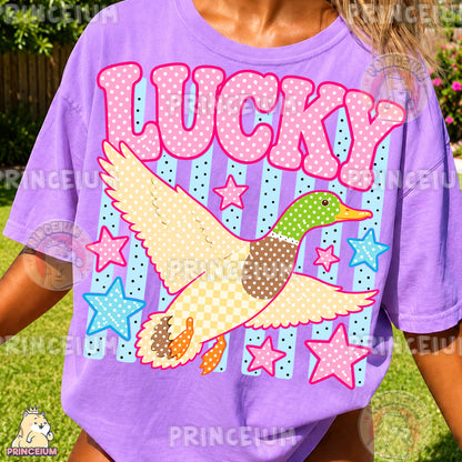 Lucky Duck Sublimation Design PNG Mallard Duck Digital Download NEW26