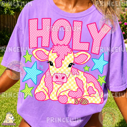 Holy Cow Sublimation Design PNG Pink Cow Digital Download NEW26