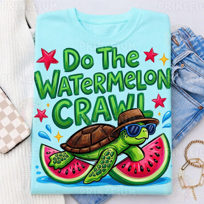 Do The Watermelon Crawl Sublimation Design PNG Turtle Watermelon Summer Digital Download