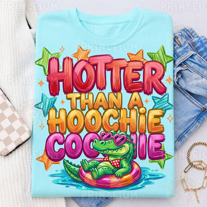 Hotter Than A Hoochie Coochie Sublimation Design PNG | Funny Alligator Pool Float Digital Download